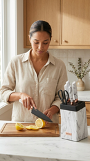 Set Cuchillos De Cocina 7 Piezas Con Bloque Diseño De Mármol